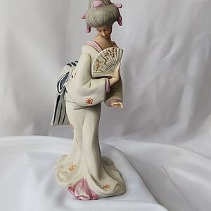 Vintage Ardco Bisque Porcelain Geisha With Fan